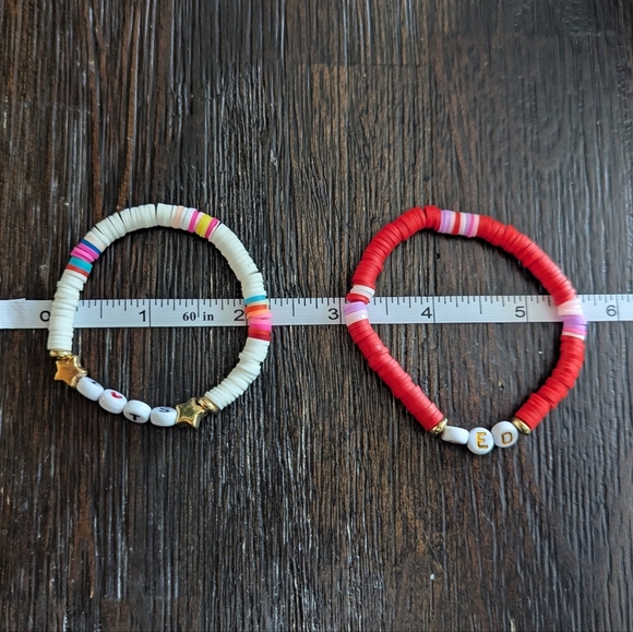 Taylor Swift Friendship Bracelets Red Vinyl Disc Stretchable Stackable Swiftie - Picture 4 of 4